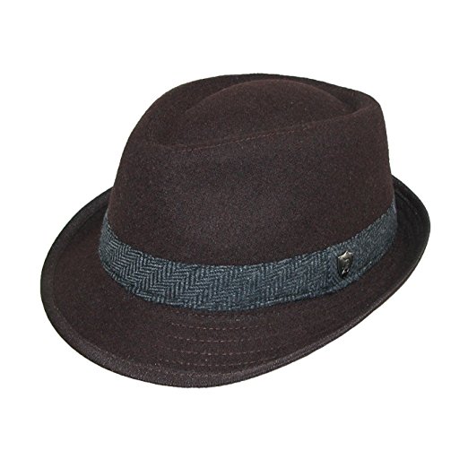 Dorfman Pacific Men's Wool Herringbone Band Classic Fedora Hat