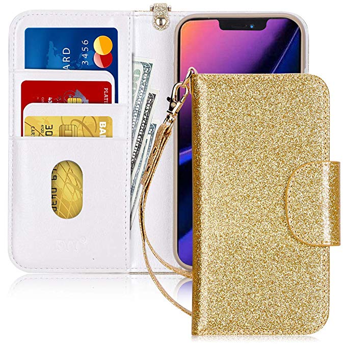 FYY Case for iPhone 11 Pro Max 6.5", [Kickstand Feature] Luxury PU Leather Wallet Case Flip Folio Cover with [Card Slots] and [Note Pockets] for Apple iPhone 11 Pro Max 6.5 inch Gold