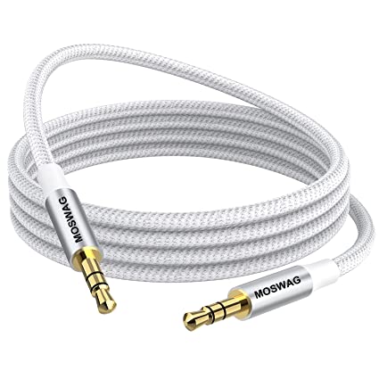 MOSWAG 1.64FT/0.5M 3.5mm Audio Aux Jack Cable to 3.5mm Aux Cable Male to Male Aux Cord Nylon Braided Stereo Jack Cord for Phones,Headphones,Speakers,Tablets,PCs,Music Players and More