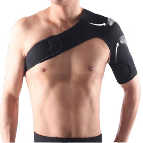 Zerlar Unisex Elastic back support belts Gym Sports shoulder support Single Shoulder Brace Support Shoulder Support Sports for men and women(Left Shoulder 1)