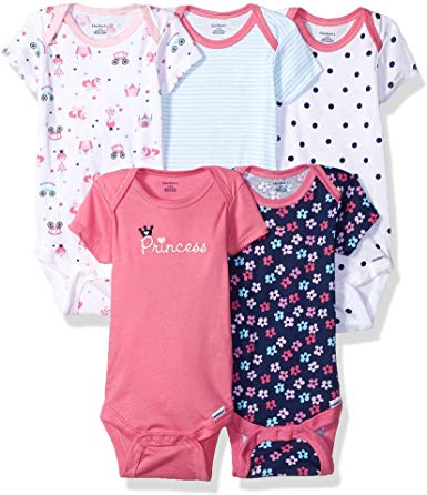 GERBER Baby Girls' 5-Pack Variety Onesies Bodysuits