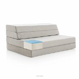 LUCID 4 Inch Folding Mattress and Sofa with Removable Indoor  Outdoor Fabric Cover - Twin Size