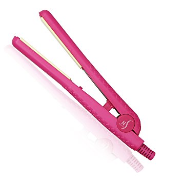 Herstyler Colorful Seasons Mini Ceramic Flat Iron, 0.5 Inch, Dual Voltage Hair Straightener, Can be Used Worldwide, Pink
