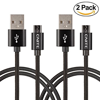 Onite 2PCS Micro USB Sync Data Charger Cable for LG Tribute HD, Stylo 2 3, K7 K8, Rebel, Samsung Galaxy J7 J5 J3 S7 S6 S5 S4, Note 3 4 5, Moto E G, Sony Xperia XA Ultra, BLU R1 HD Advance 5.0,Black