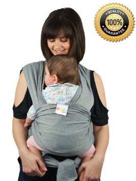 Premium Baby Slings Carrier Natural Cotton Original Baby Wrap | Multiple Positions Soft and Lightweight Sling for Newborn Infants from Birth | Grey