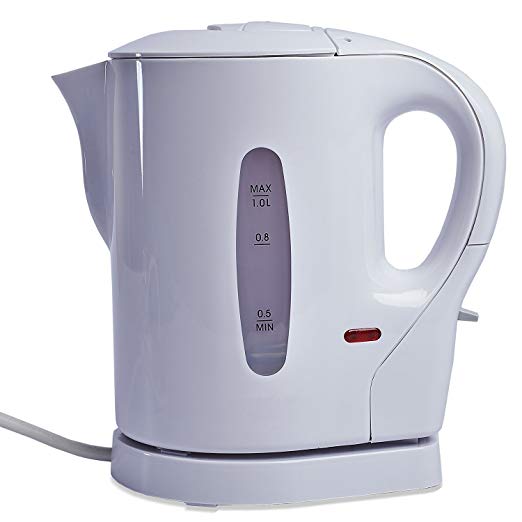 FiNeWaY@ LIVIVO Low Watt Cordless Travel White Kettle, 1 Litre, 900 W, Overheat Thermostat [Energy Class a]