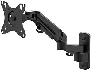 Workstream by Monoprice Adjustable Gas Spring 2-Segment Wall Mount for Monitors Up to 27in, Black (136082)