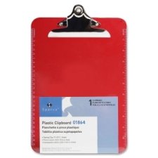 Sparco Transparent Plastic Clipboard, 9 x 12-1/2 Inches, Red (SPR01864) 12 PACK