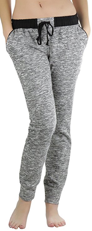 ToBeInStyle Women's Heathered French Terry Jogger Pants