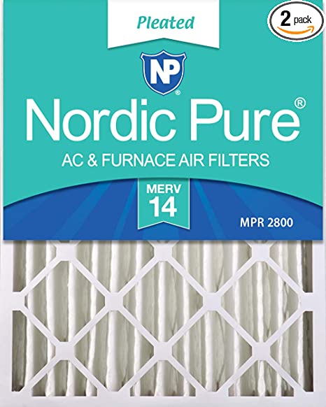 Nordic Pure 16x25x4M14 MERV 14 Pleated AC Furnace Air Filters, 2 PACK, 2 Pack