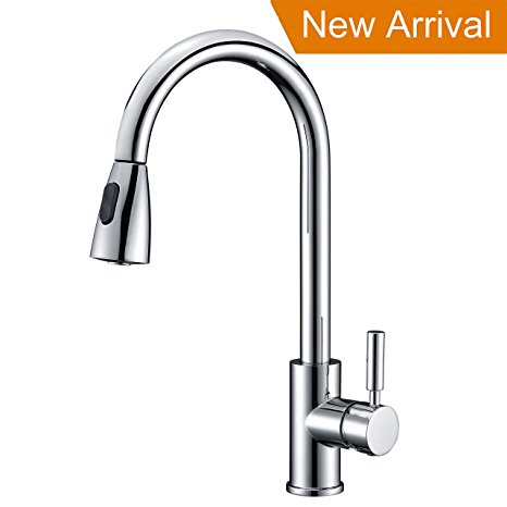 Kitchen Sink Faucet Chrome Delle Rosa Single Handle Pull Out and Pull Down Pre-rinse Brass Kitchen Faucet