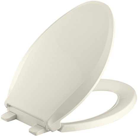 KOHLER K-4636-47 Cachet Quiet-Close with Grip-Tight Bumpers Elongated Toilet Seat, Almond