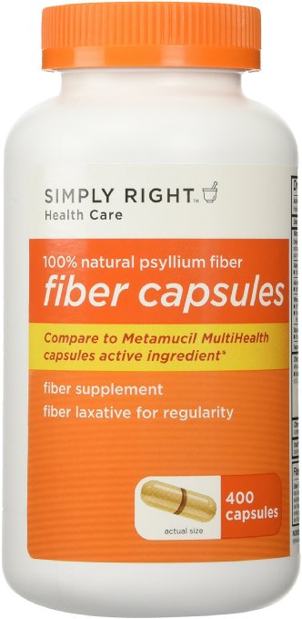 800 Count Fiber Capsules Simply Right Therapy for Regularity/Fiber Supplement - Compare to the Active Ingredient in Metamucil Capsules