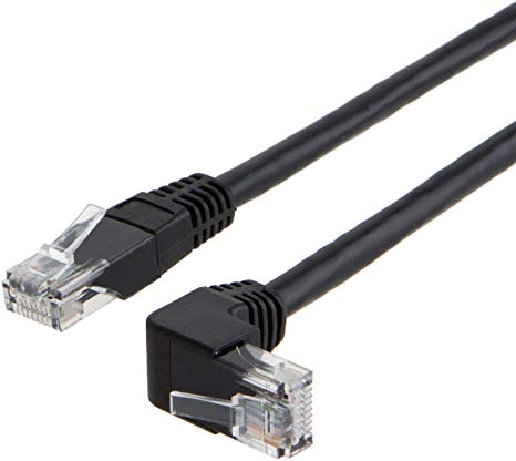 CableCreation Angle CAT6 Ethernet Patch Cable(3.3 Feet), Downward Angled LAN Cable with 50U”Gold Plated Contact, Black Color