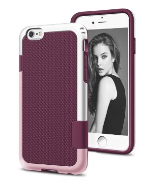 iPhone 6 Case Amotus Hybrid Color Waterproof Impact Resistant Slim Cute Women Girls Cover Extra Front Raised Lip Dual Protection Shell Hard TPU Case for Apple iPhone 66s 47 Wine Red