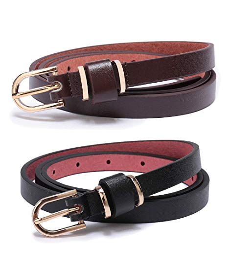 Set of Women’s Skinny Leather Belt Solid Color Waist or Hips Ornament 10 Sizes