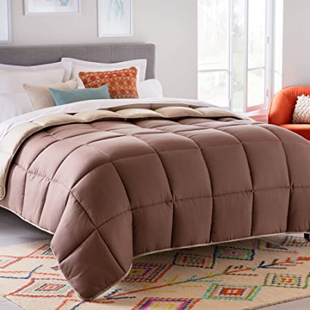 Linenspa All-Season Reversible Down Alternative Quilted Comforter - Hypoallergenic - Plush Microfiber Fill - Machine Washable - Duvet Insert or Stand-Alone Comforter - Sand/Mocha - Twin XL