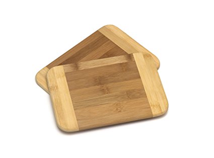 Lipper International 949 Bamboo Wood Two-Tone Kitchen Cutting and Serving Board, Small, 8" x 6" x 5/16", Set of 2