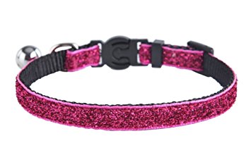 EXPAWLORER Adjustable Breakaway Sparkle Nylon Cat Collar with Bell for Pet Dog Puppy Kitten