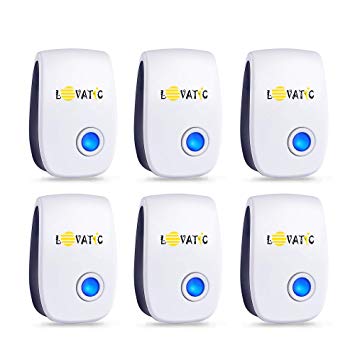 LOVATIC Ultrasonic Pest Repellent 6 Packs - Indoor Plug, Electronic and Ultrasound - Insects, Mosquitoes, Mice, Spiders, Ants, Rats, Roaches, Bugs Control - Eco Friendly Product, Safe for Human