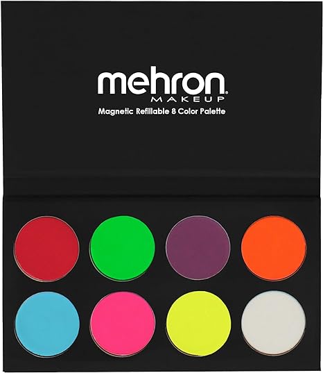 Mehron Makeup Paradise AQ Face & Body Paint 8 Color Palette (Neon UV Glow) - Face, Body, Black Light Makeup Palette, Special Effects, UV Glow, Rave Accessories, Christmas Gifts, Halloween, and Cosplay