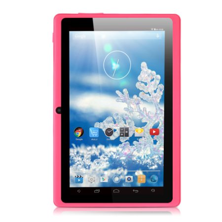 iRULU eXpro X1 7 Inch Android Tablet, Quad Core, GMS Certified by Google, Android 4.4, 1024*600 Resolution, 8GB Nand Flash, with Wi-Fi, Games, Dual Cameras - Pink Tablet