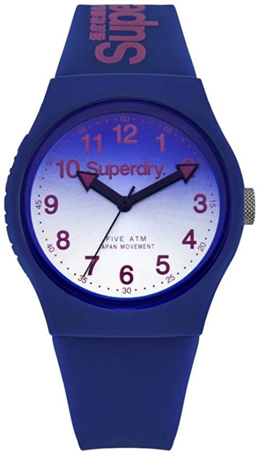 Superdry 'Urban Laser' Quartz Plastic and Silicone Dress Watch, Color:Blue (Model: SYG198UU)