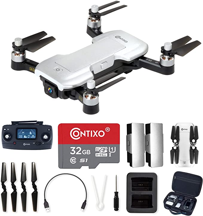 Contixo F30 Drone for Kids & Adults WiFi 4K UHD Camera and GPS, FPV Quadcopter for Beginners, Foldable Mini Drone, Brushless Motor, Follow Me Mode, Return Home, Altitude Hold, Batteries Included