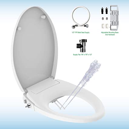 WOODBRIDGE  Elongated Bidet Seat-No Electricity Bidet Toilet Seat  with Metal T Adapter ,  Adjustable Water Pressure Spray Washlet (BID-21 )