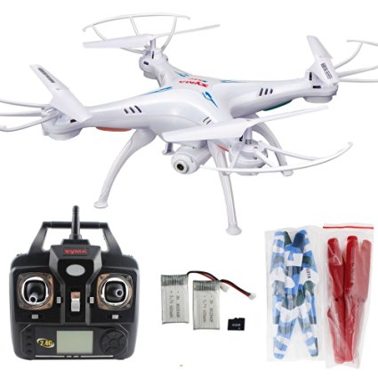 Xiaomax Syma X5C-1 Quadcopter New Upgraded Version of X5C 4 Channel 2.4GHz RC Explorers Drone Onboard HD Camera with 4GB Micro SD Card, Two Extra 600 mAh Batteries and Rotating Blades