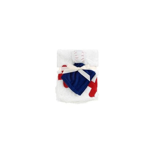 Baseball 2 Piece Gift Set Baby Blankets Security Lovie Lovie Blankie and Full Size Plush Blanket Nursery Decor