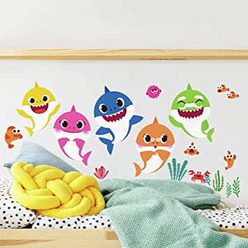 RoomMates - RMK4303SCS Baby Shark Peel And Stick Wall Decals | Kids Room Decor