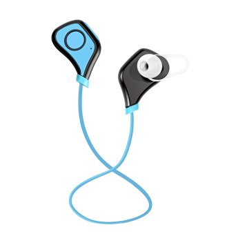Fun4U Bluetooth Earphones with Microphone, Wireless In Ear Noise Cancelling Earbuds Sports Headphones for iPhone 6s Plus Samsung Galaxy S6 S5 and Android Phones,Color Blue
