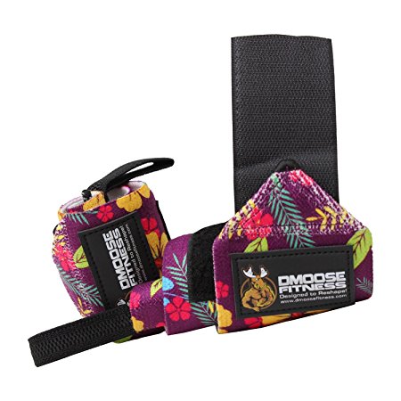 DMoose Fitness Wrist Wraps – Premium Quality, Strong Velcro, Thumb Loops – Maximize Your Weightlifting, Powerlifting, Bodybuilding, Strength Training & CrossFit