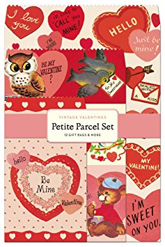 Cavallini Papers Parcel Set Vintage Valentines Gift Bags, Petite, Set of 12