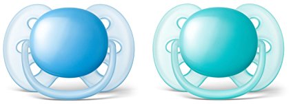 Philips Avent Ultra Soft Pacifier, 6-18 months, Blue/Teal, 2 pack, SCF212/22