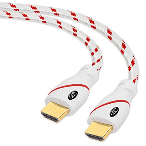 HDMI Cable 35 FT - 2.0 HDMI Cable 4K Ultra-High Speed ( 35 FEET ) Supports Ethernet Audio Return ( ARC ) 4K Ultra HD 2160p / Bandwidth up to 18Gbps / 3D HD 2 X 1080p Ready - 35ft HDMI 2.0 Long Projector Cord - Braided Nylon - with Gold Tip Connector