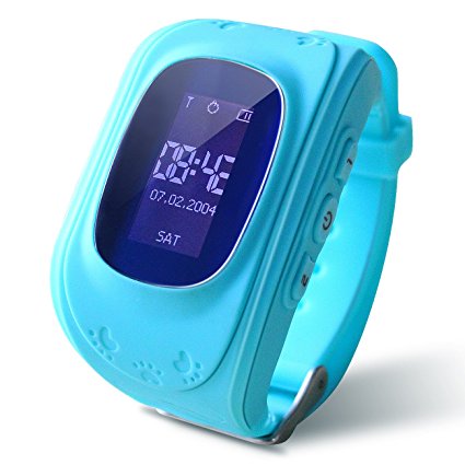 Smart Watch, HALOFUN Q50 Wrist Watch with Anti-lost GPS Tracker SOS Call Location Finder SIM Card Slot Remote Monitor Pedometer Smart Watch for Kids (Blue)