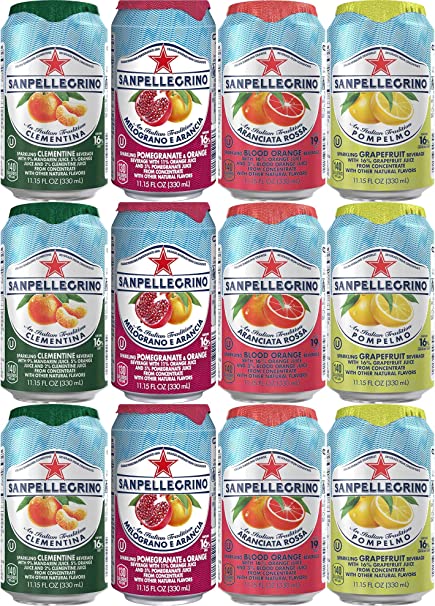 San Pellegrino Blood Orange, Grapefruit, Pomegranate Orange, Clementine Flavored Beverage - Variety Pack, 11.5 Oz Cans (Pack of 12, Total of 138 Oz)