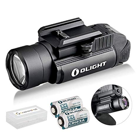 OLIGHT PL-2(PL2) Valkyrie 1200 Lumens Pistol Light/Weapon Light with 2 X CR123A Lithium Batteies, Bundle Battery Case