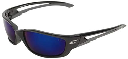 Edge Eyewear SK-XL118 Kazbek XL Safety Glasses, Black with Blue Mirror Lens