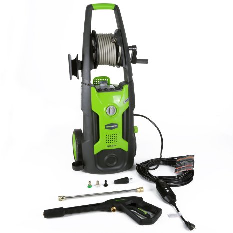 GreenWorks GW1951 1950 PSI 12 GPM Quiet Motor Electric Pressure Washer with Hose Reel