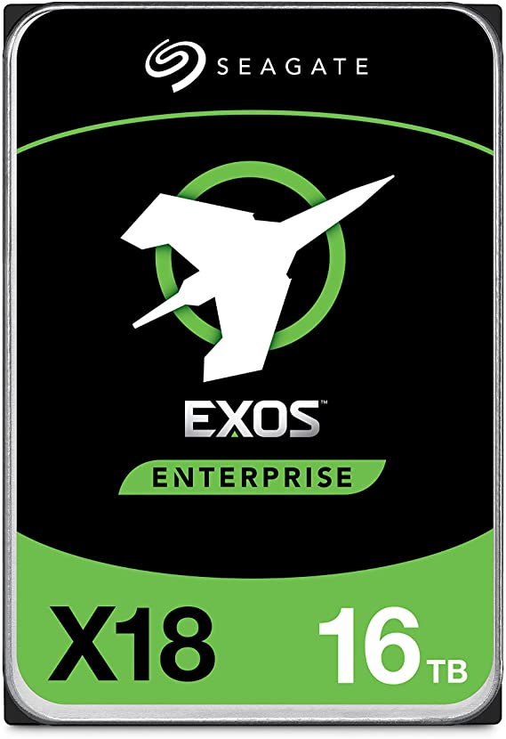 Seagate Exos X18 16TB Enterprise HDD - CMR 3.5 Inch Hyperscale SATA 6Gb/s, 7200 RPM, 512e and 4Kn FastFormat, Low Latency with Enhanced Caching (ST16000NM000J)