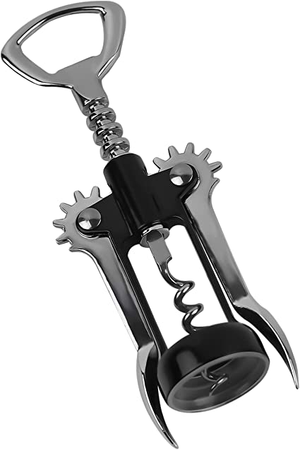 Grunwerg 2/COL-F Aperiti Barware Professional Stainless Steel Lever Corkscrew with Black and Chrome Finish Wine and Beer Bottle Opener for Bars Cafés Restaurants