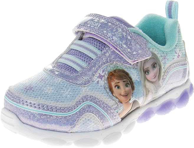 Disney Girls' Frozen Sneakers - Laceless Light-Up Running Shoes (Toddler/Little Girl)