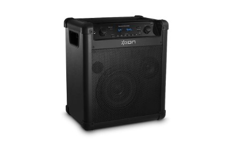 Ion Audio iPA76A Block Rocker Portable Bluetooth Speaker System with Microphone AMFM Radio USB Charge Port and Wheels and Handle for Transport