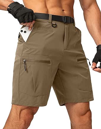 Men's Hiking Cargo Shorts Stretch Quick Dry Outdoor Tactical Shorts for Men with Multi Pocket for Fishing Casual