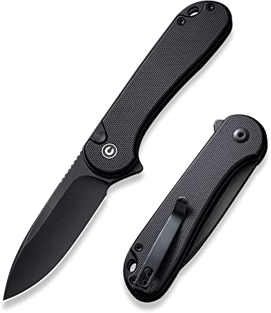 CIVIVI Elementum II Pocket Folding Knife, 2.96" Nitro-V Steel Blade G10 Handle Utility Knife with Deep Carry Pocket Clip for Camping Hiking Hunting C18062P-1