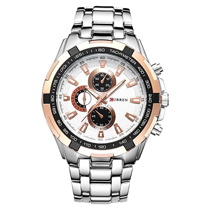Mens Luxury Stainless Steel Analog Display Men Quartz Watch Casual Wristwatch