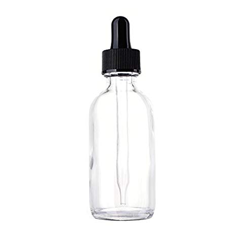 RTWAY 1oz or 2oz Glass Bottles With Dropper Reusable Empty Bottles for Travels (Clear)